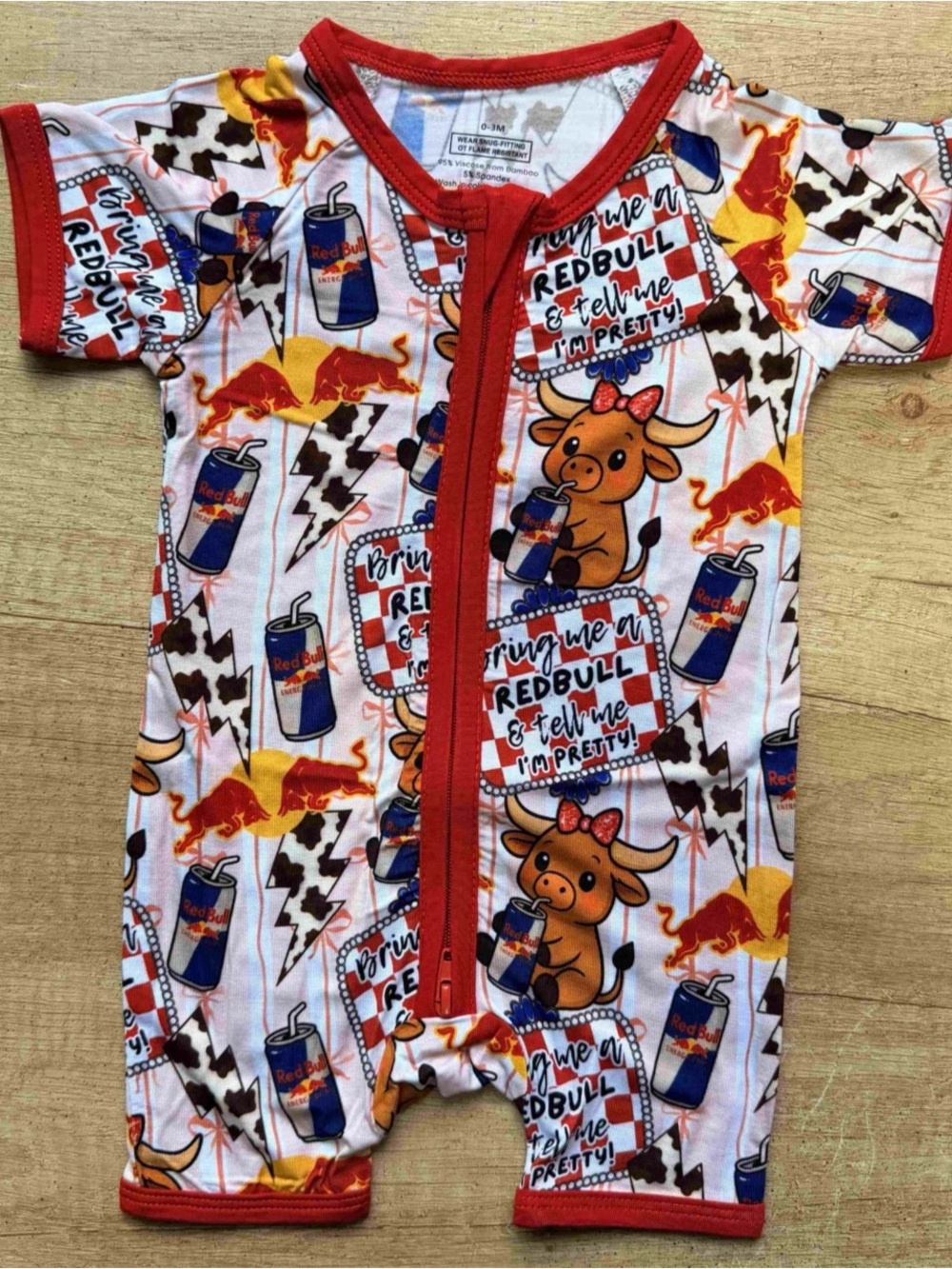 Kids Short Sleeve Redbull One-Piece Romper